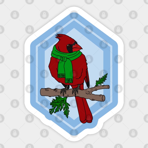 Chilly Cardinal Sticker by aglomeradesign